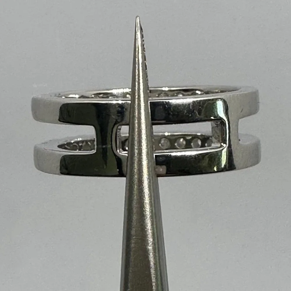 Moissanite Diamond Ring Enhancer Double Row Wedding Band Brilliant GRA Size 10